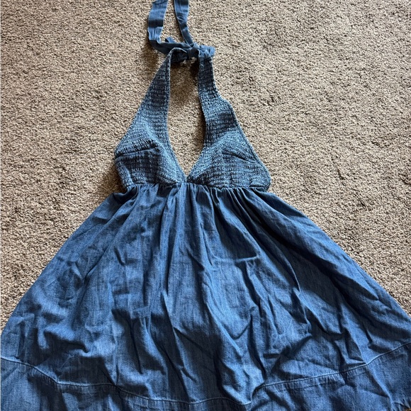 BDG Iris Smocked Plunging V-Neckline Halter Mini Dress - Picture 2 of 6